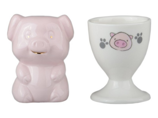 Подставка  для  яйца  и  солонка  Свинка  6 см 359-313