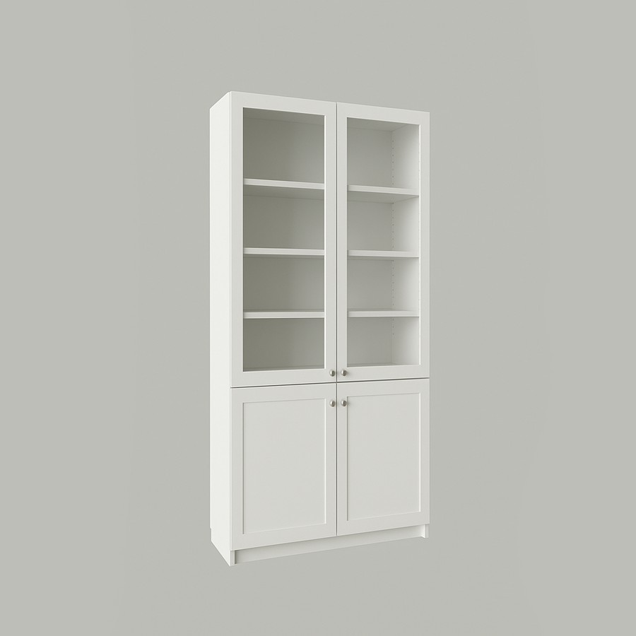 Шкаф книжный со стеклом Аристотель 800.3 белый