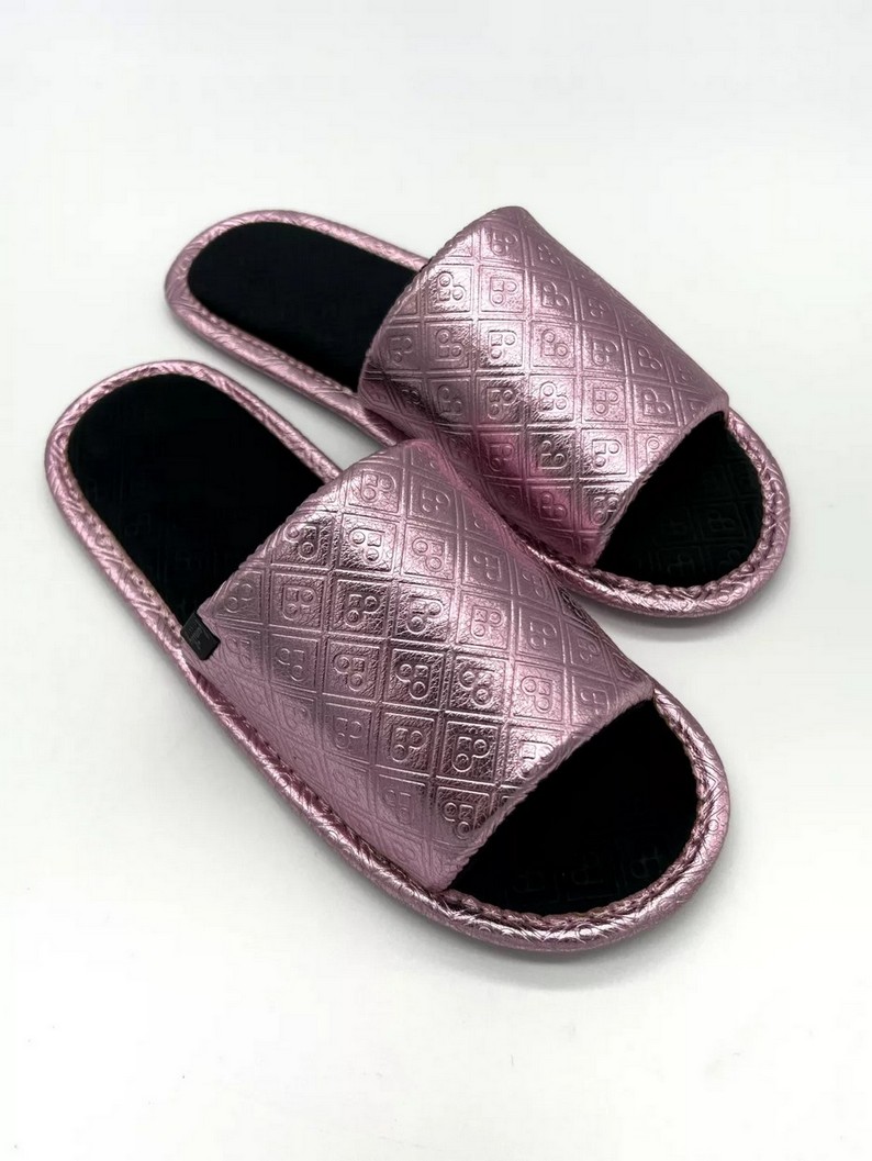 Домашні капці з патерном Family Story FLEX-металік відкриті Рожеві