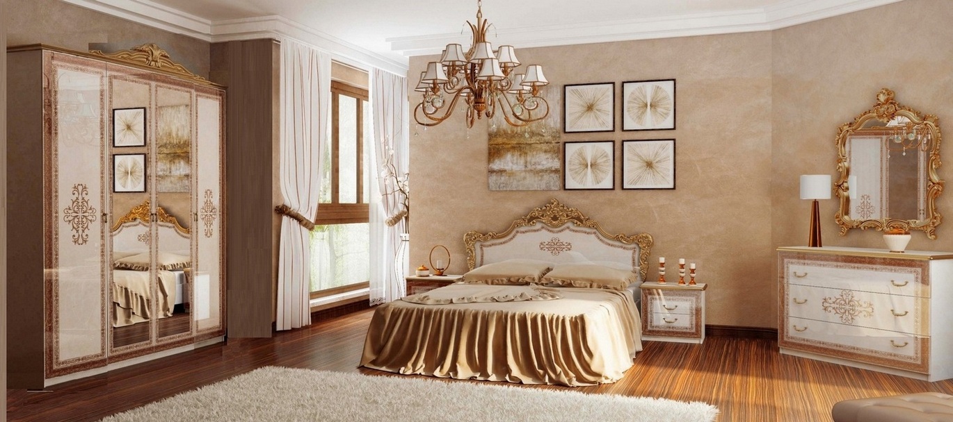 Спальня  Дженнифер с 4-х дверным шкафом Бежевая