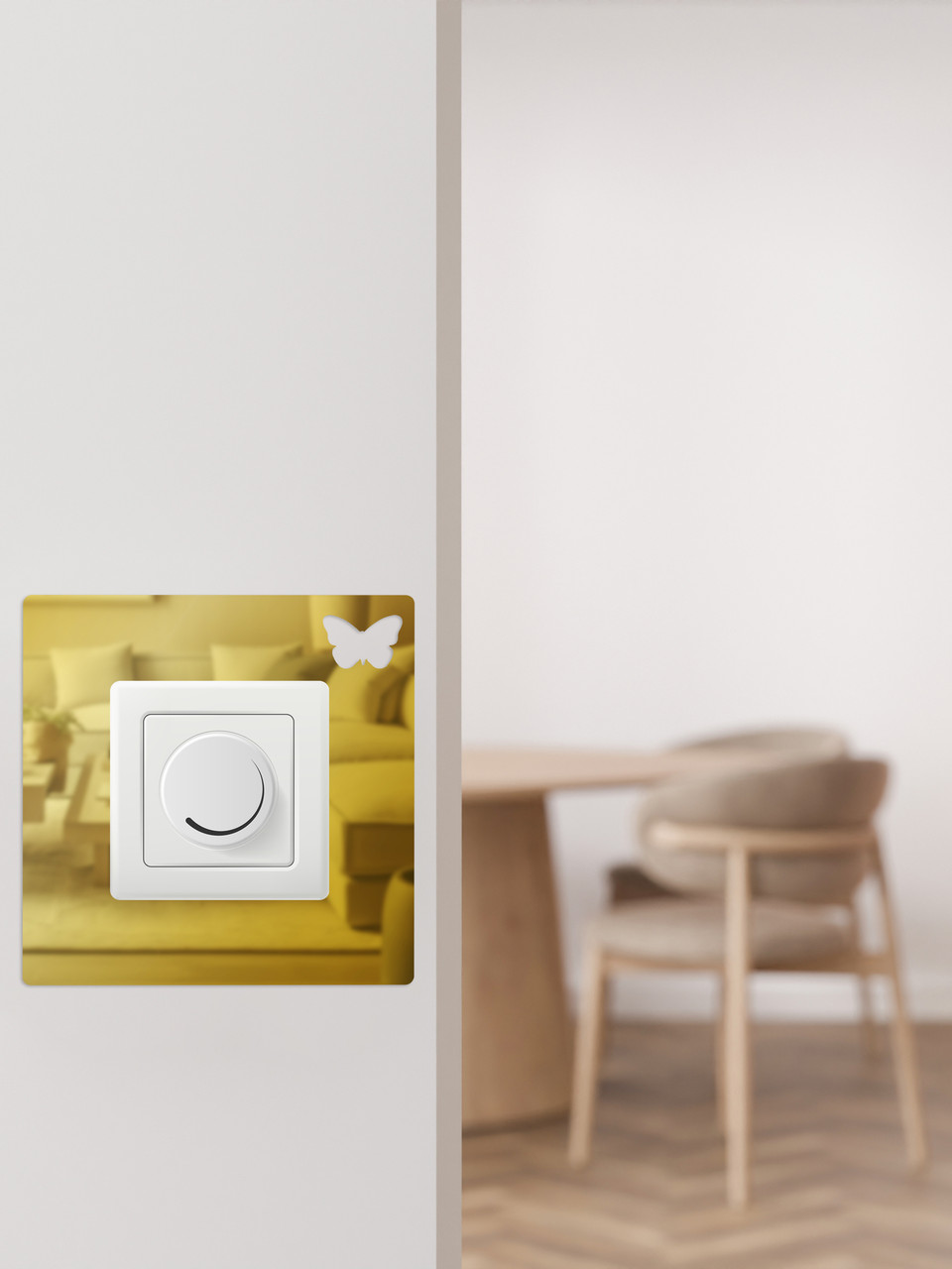 Дзеркальний настінний акриловий декор рамка наліпка під вимикач №14 золото 1 шт.