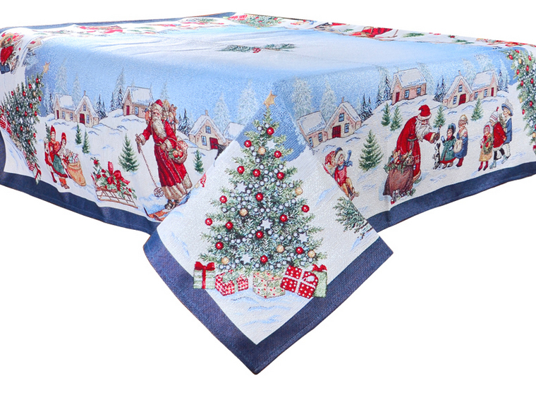 Скатертина гобелен Lefard новогодняя с люрексом Village 140х140  см 716-038