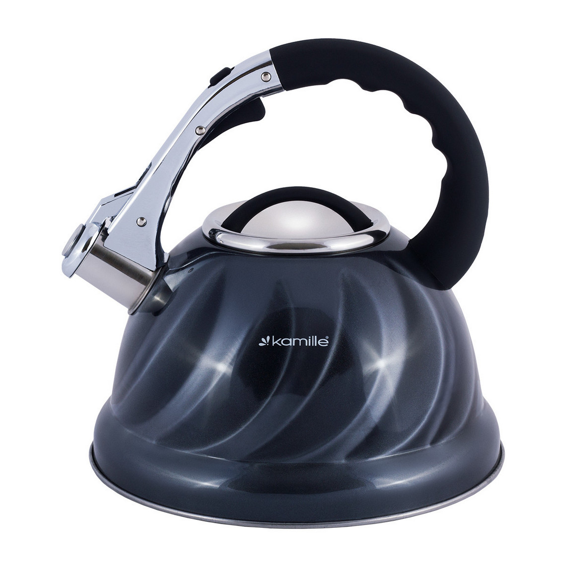 Чайник Kamille Серый 3л из нержавеющей стали со свистком KM-0690N