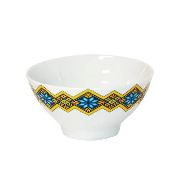 Пиала Вышиванка желто-голубой ромб 14см 12 шт
