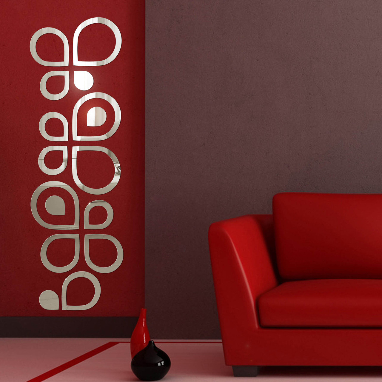 Зеркальный настенный акриловый декор большая наклейка "Аква" 16 шт. серебро