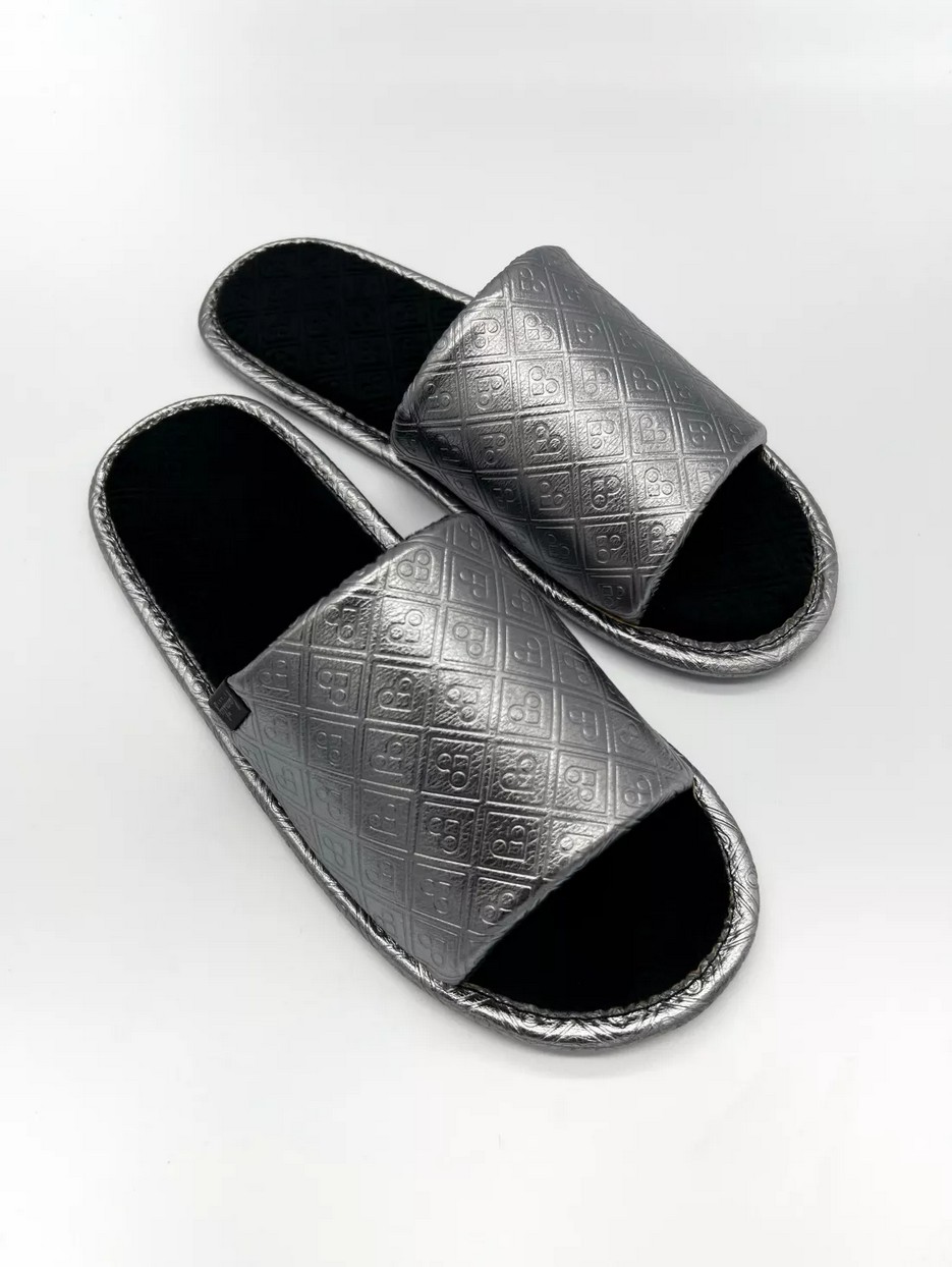 Домашние тапочки с паттерном Family Story FLEX-металлик открытые Тёмно-серебристые 30-31 р