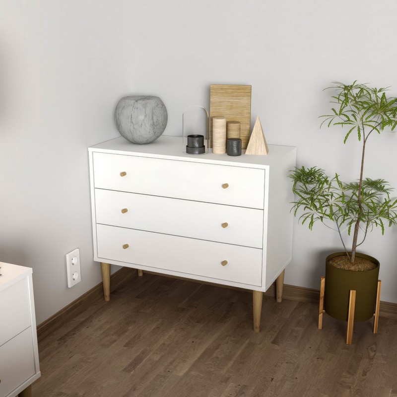 Комод Idomlund 3 белый Комод Idomlund 3 белый