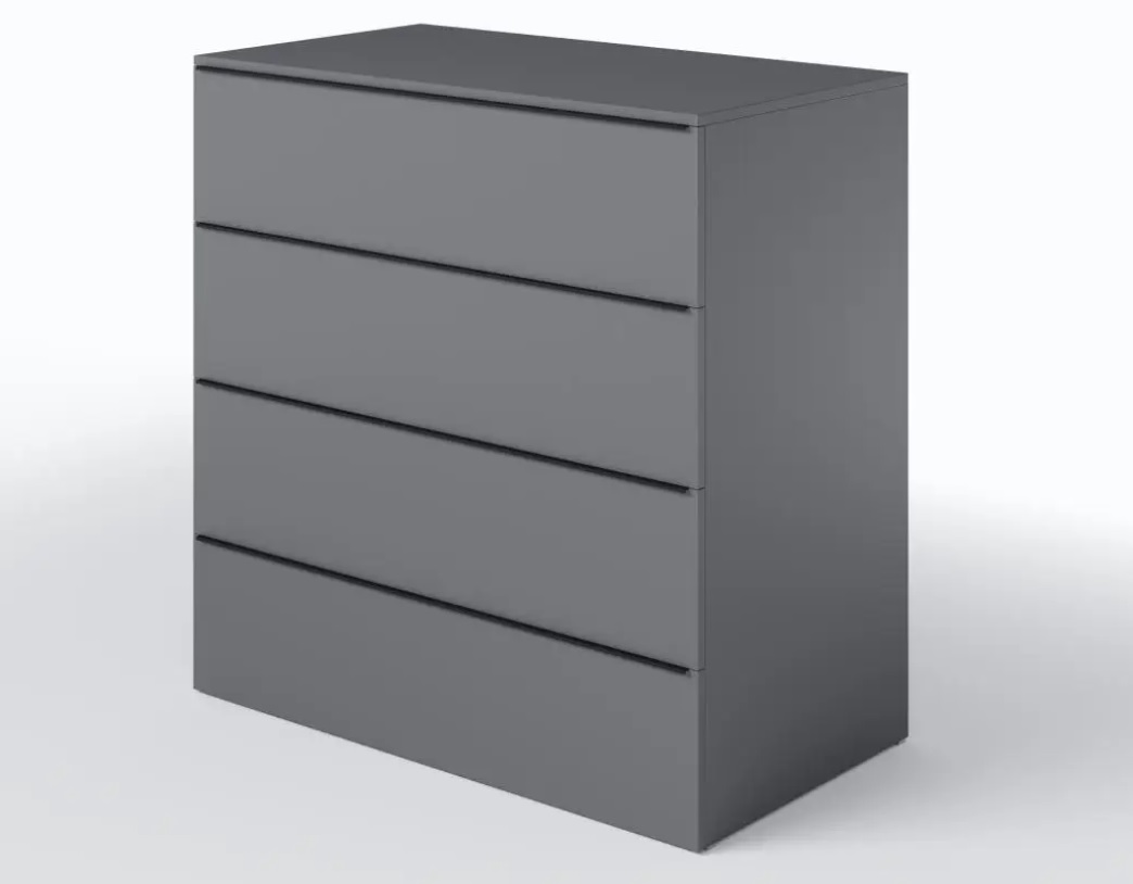 Комод TX04 на 4 ящика, тонкая ручка антрацит