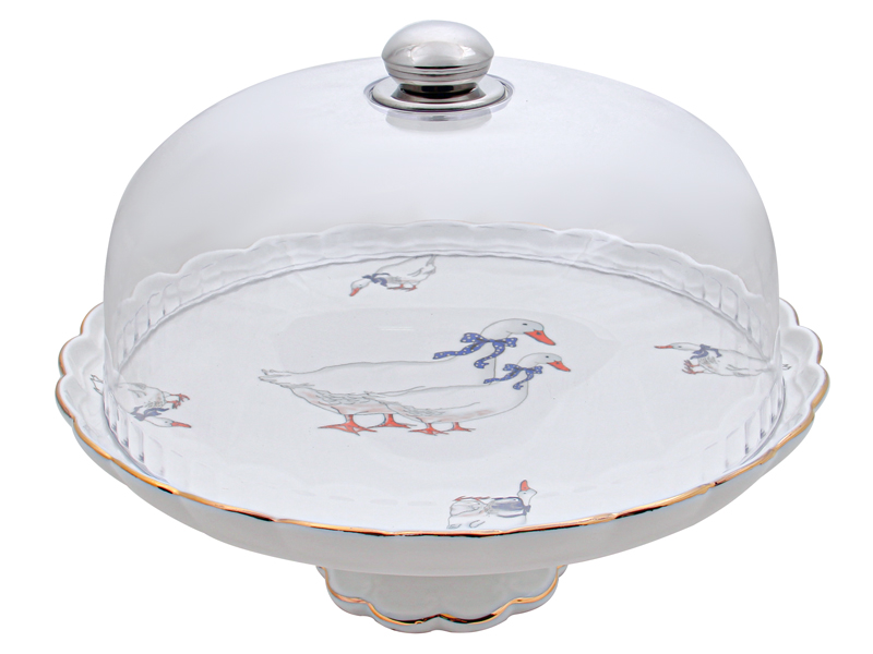 Блюдо для торта з кришкою Гуси Lefard 29 см 943-182 Блюдо для торта з кришкою Гуси Lefard 29 см 943-182