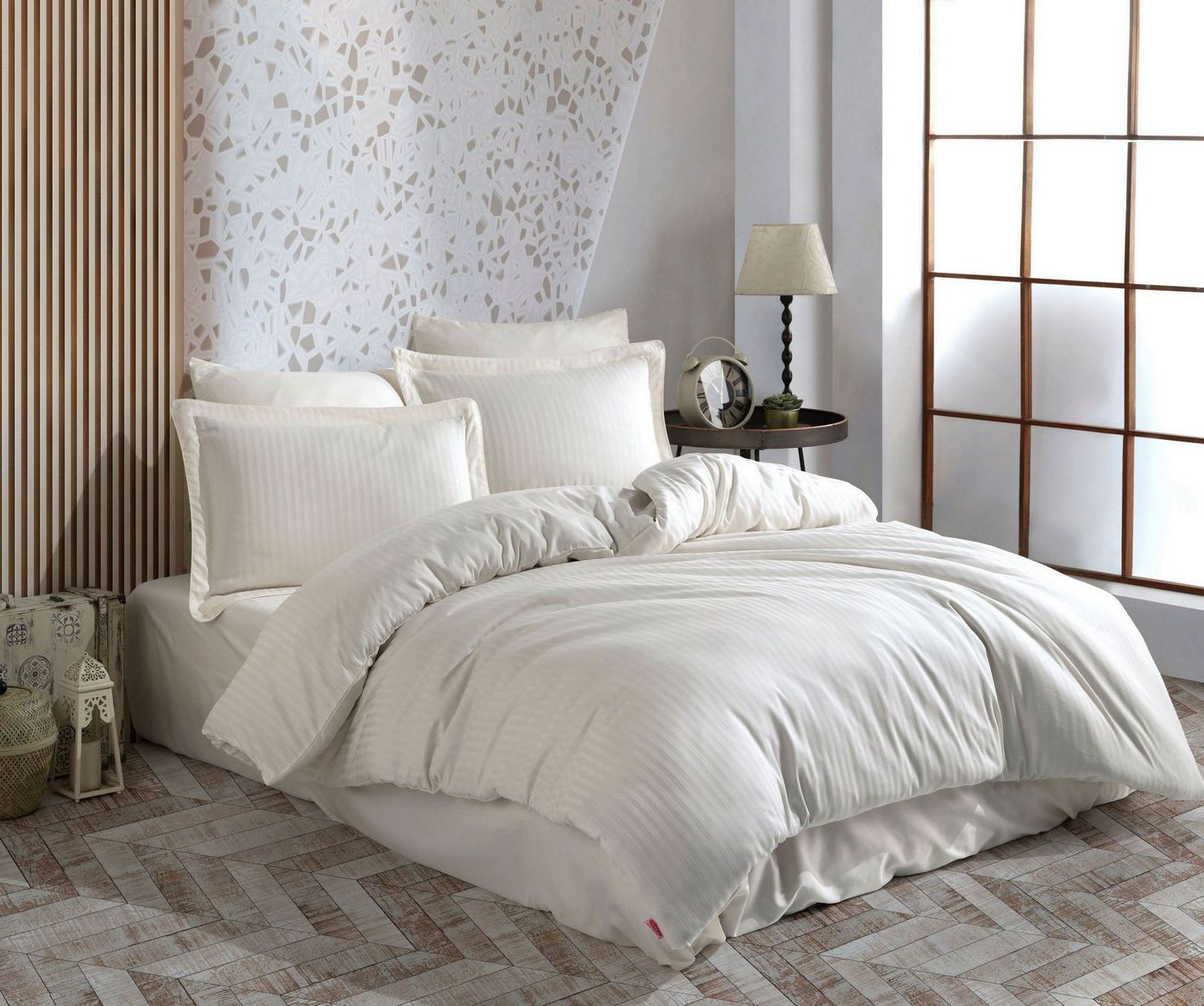 Постельное белье Hobby Exclusive Sateen Diamond Cizgili кремовый Евро Постельное белье Hobby Exclusive Sateen Diamond Cizgili кремовый Евро