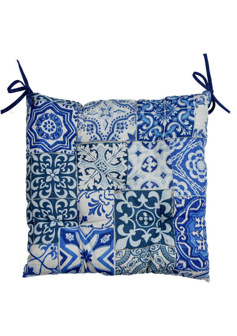 Подушка на стілець 40х40 Фреска синя Прованс