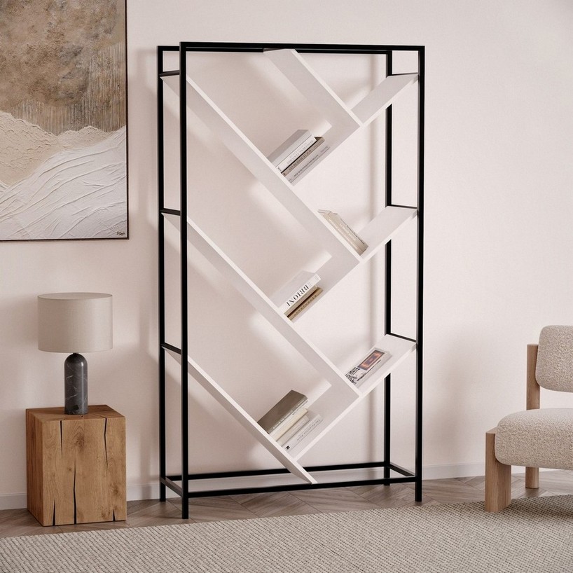 Полка для книг в стиле лофт N-26 белый