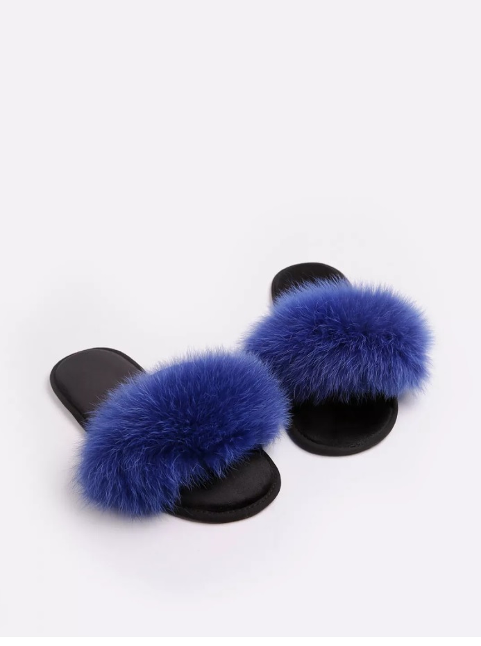 Жіночі домашні капці Family Story Пухнастики FLEX  темно-синього кольору