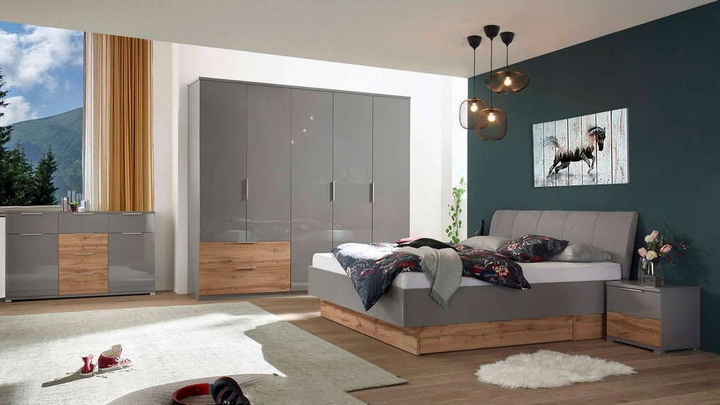 Спальня  Лінц Сіра з 5-ти дверною шафою