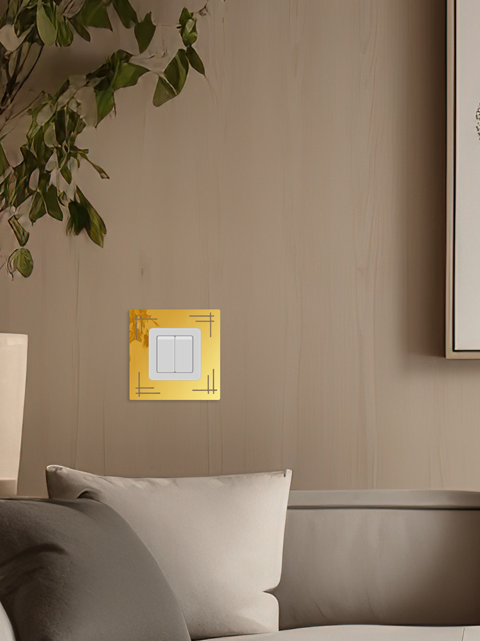 Зеркальный настенный акриловый декор рамка наклейка под выключатель №5 золото 1 шт.