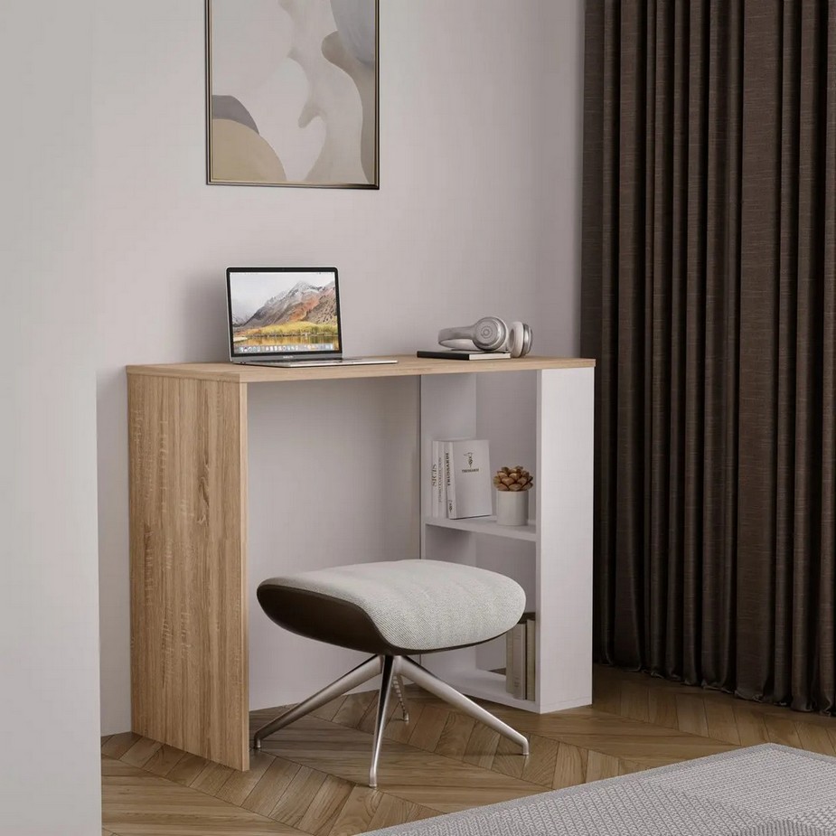 Стол компьютерный с двумя полками S-10 дуб сонома/белый