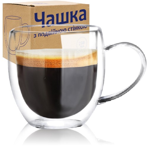 Чашка з подвійною стінкою 250мл 6 шт Чашка з подвійною стінкою 250мл 6 шт