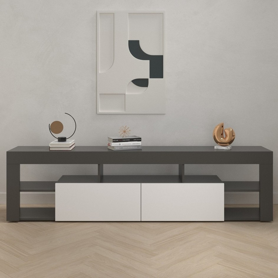 Тумба под телевизор K-200 антрацит/белый