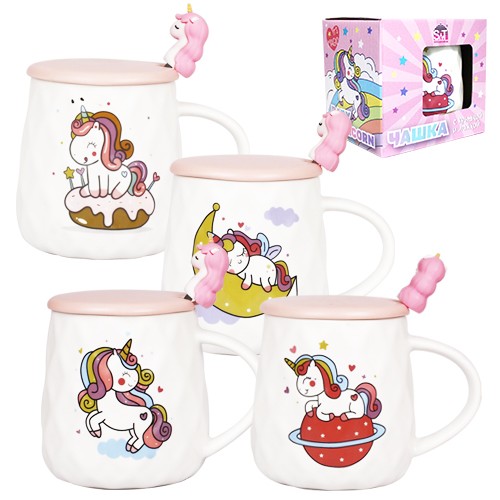 Чашка з кришкою таложкою Baby Unicorn 400мл Чашка з кришкою таложкою Baby Unicorn 400мл