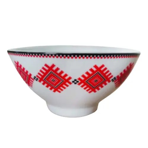 Пиала Вышиванка красный ромб 14см 12 шт