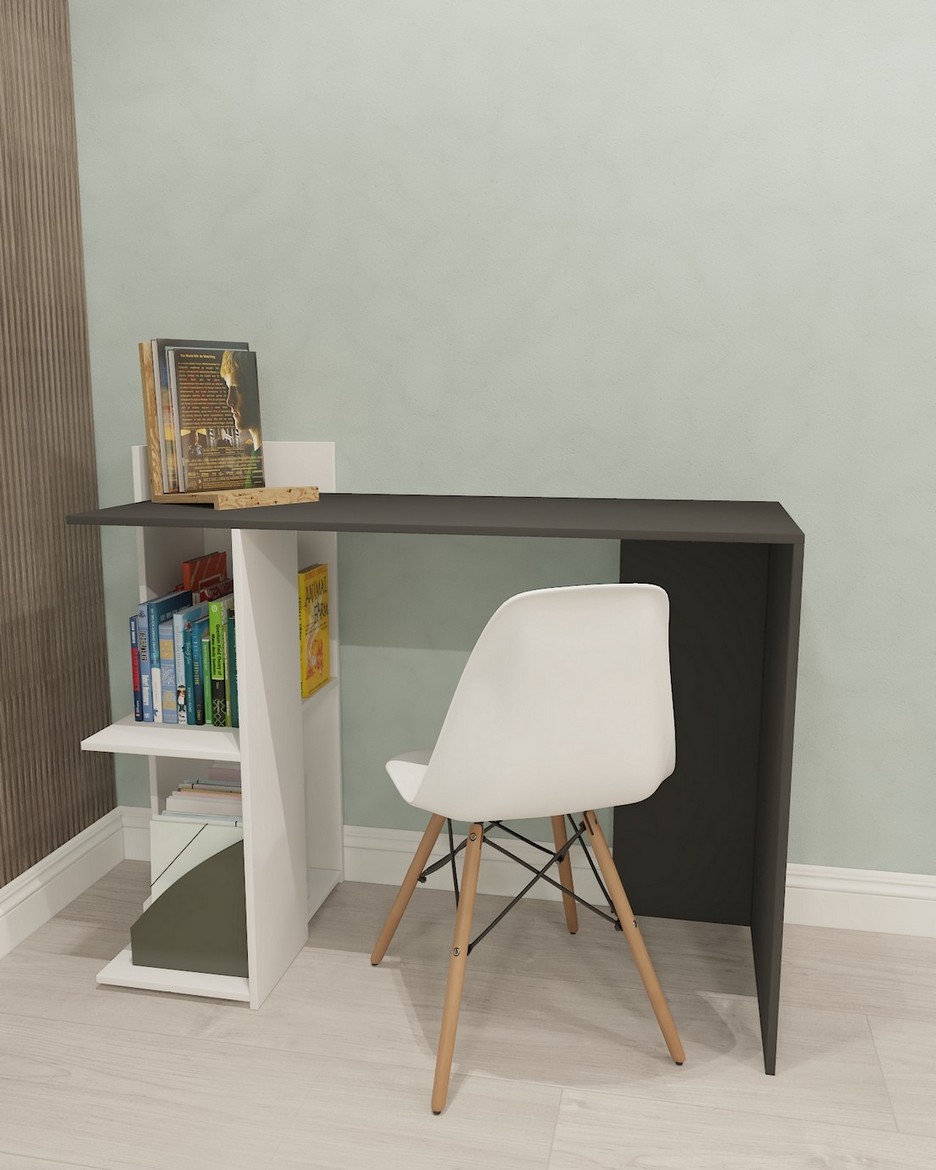 Стол компьютерный с двумя полками S-12 антрацит/белый