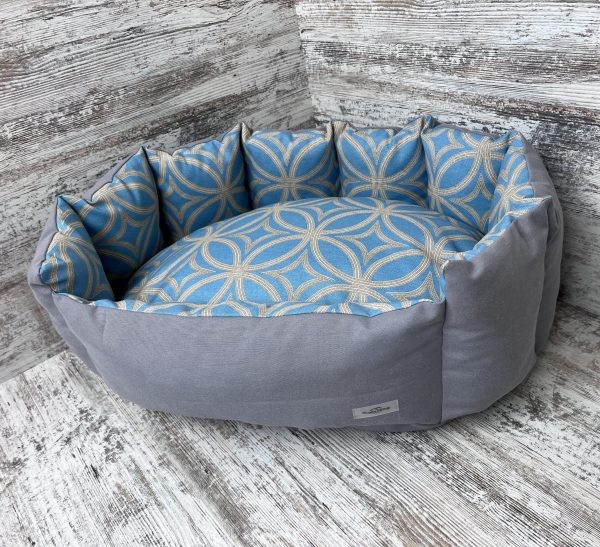 Лежак для кошек и собак панама модель 1 "Ornament blue" 50х40 см