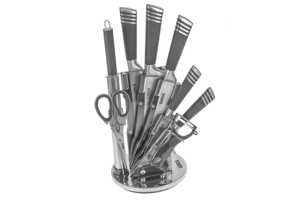 Набір ножів із підставкою 8 предметів  NS26SetKN/BK Lora