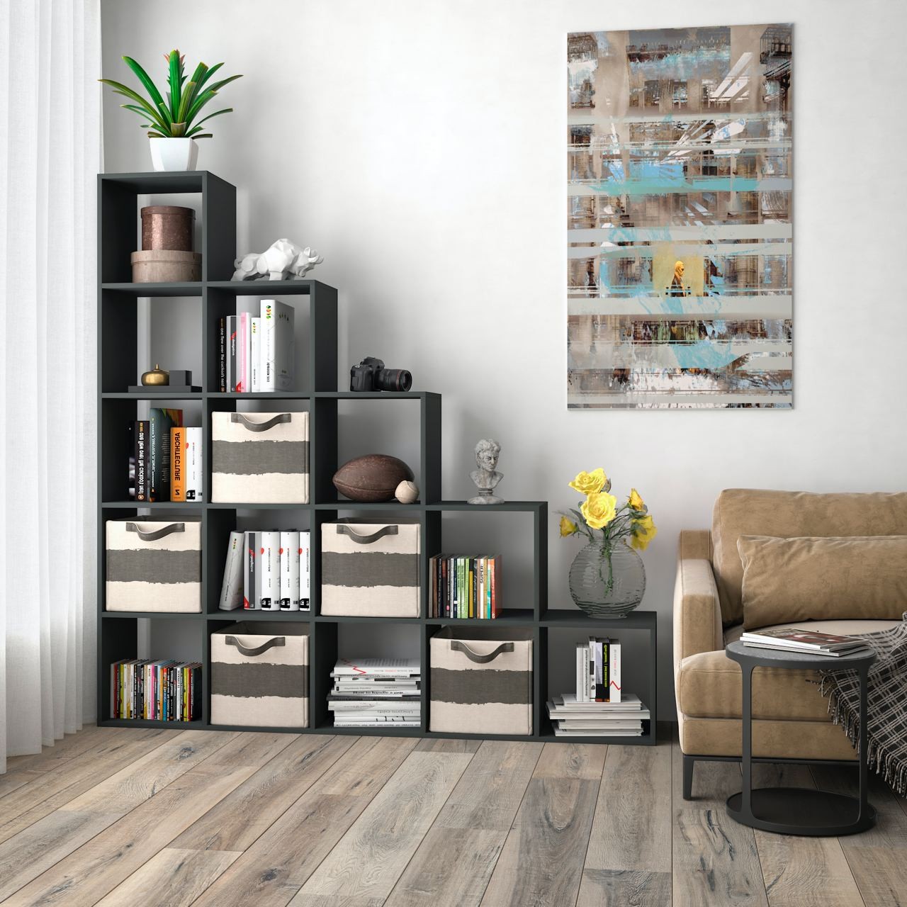 Стеллаж Горка на 15 ячеек M-5 Антрацит