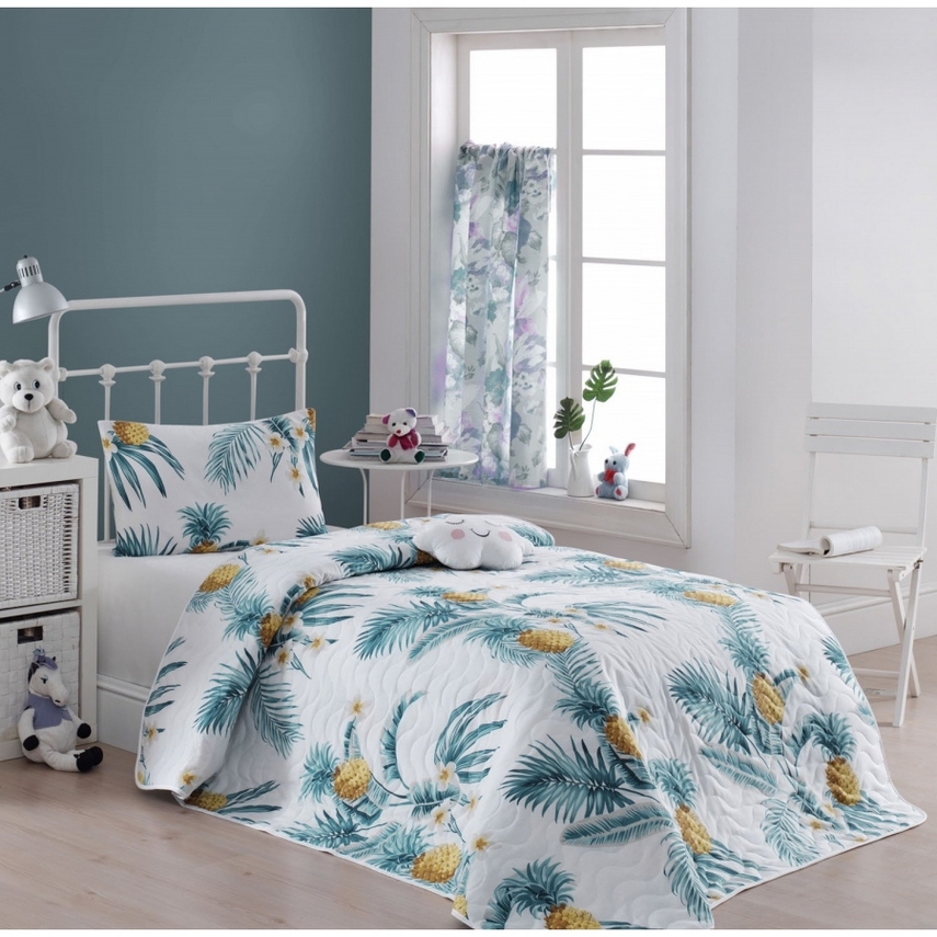 

Покривало стьобане з наволочкою Eponj Home - CustomAnanas білий 160Х220
