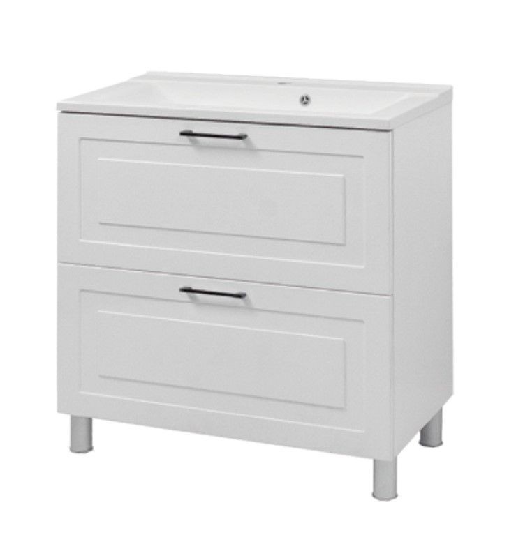 Тумба Альба с умывальником Глория 80 см белая