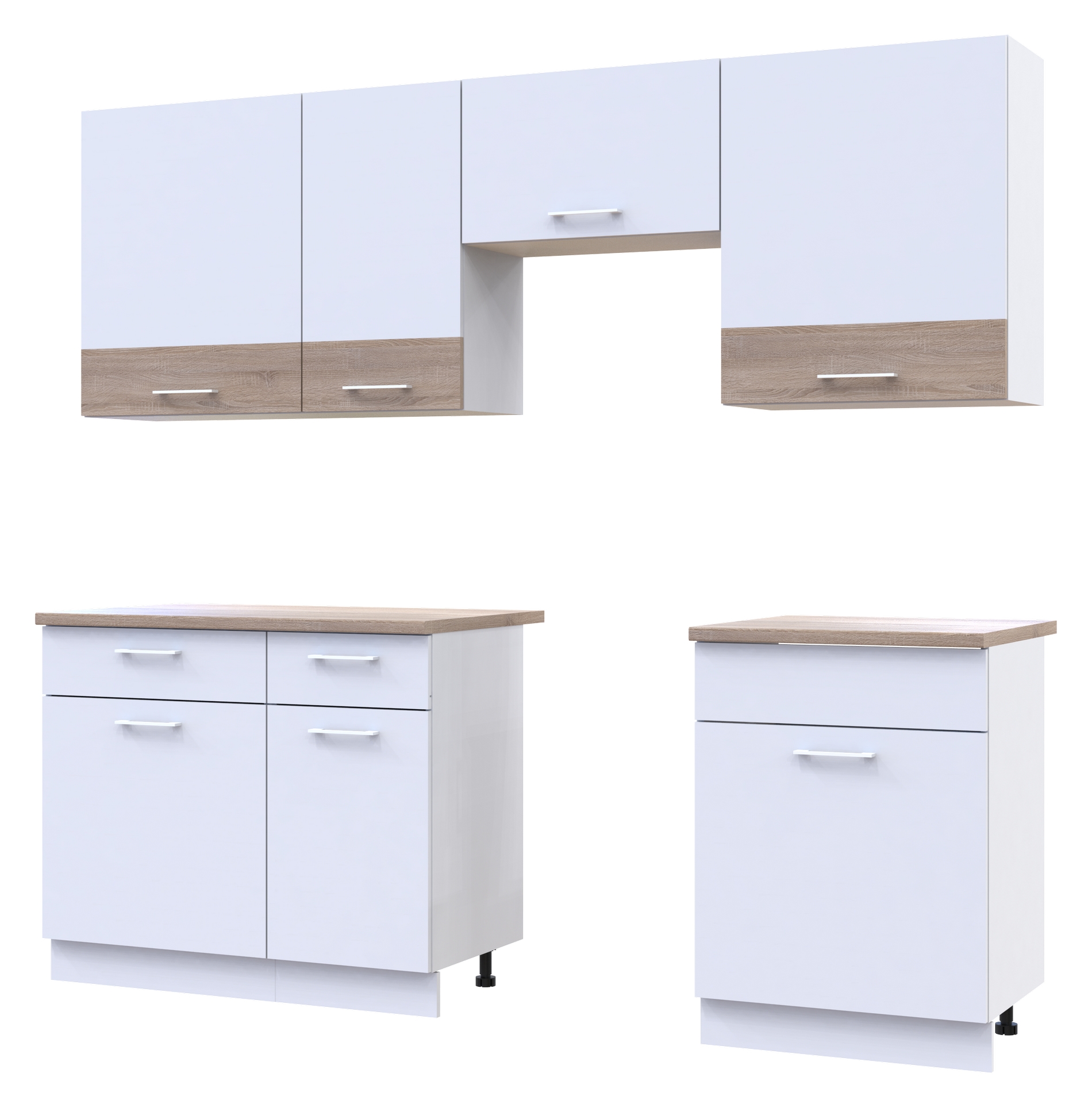 Кухня Лея біла/вставка сонома 220х60х250 Кухня Лея біла/вставка сонома 220х60х250