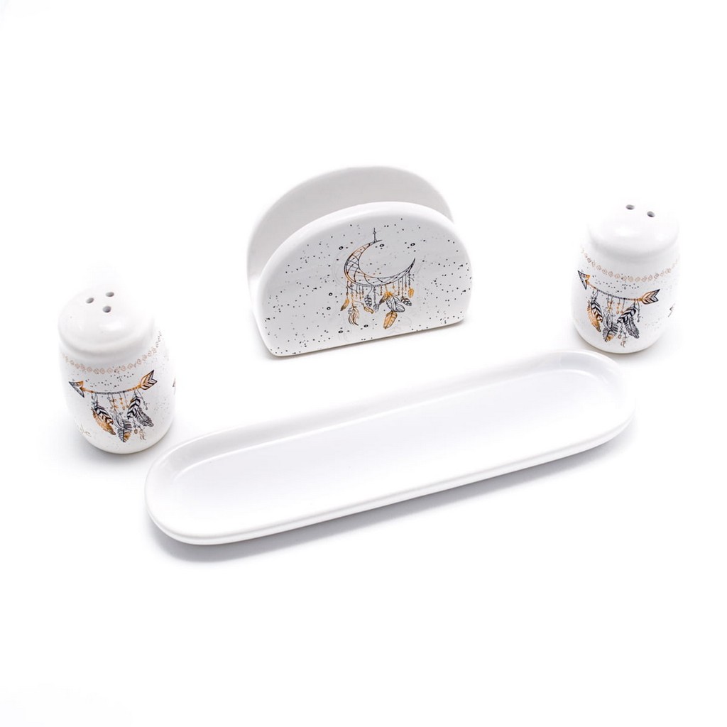 Набір для солі і перцю на керам підставці Boho style 22,5х6х9,5см