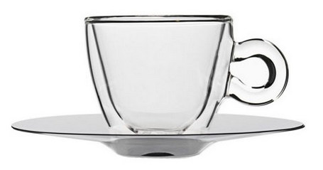 Набор чашек  Luigi Bormioli Thermic glass для эспрессо, с метал.блюдцем, 65 мл уп 2 шт 10083/01 Набор чашек  Luigi Bormioli Thermic glass для эспрессо, с метал.блюдцем, 65 мл уп 2 шт 10083/01