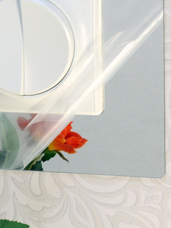 Дзеркальний настінний акриловий декор рамка наліпка під вимикач №1 срібло 1шт.