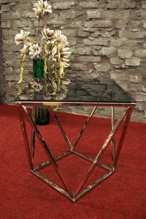 Журнальний столик Silver B димчасте скло/срібло