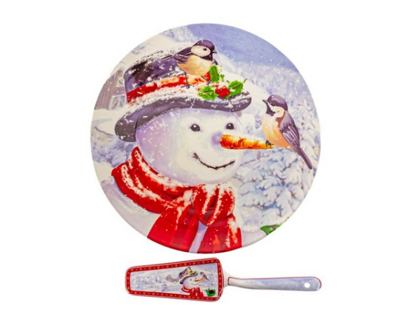 Блюдо Lefard для торта с лопаткой Рождественская коллекция 27см 924-837 фото 1