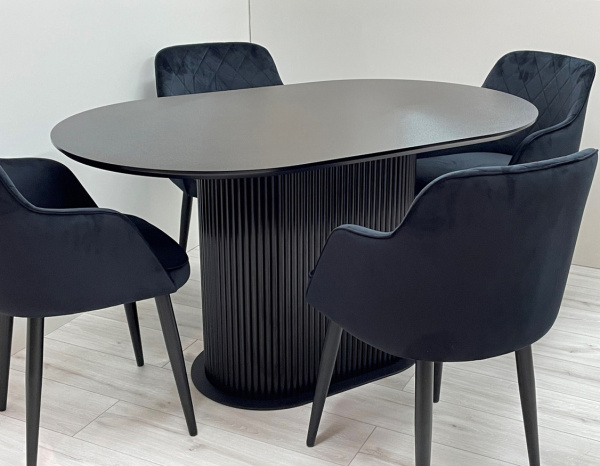 Стіл обідній овальний з HPL (Чорний) фото 3