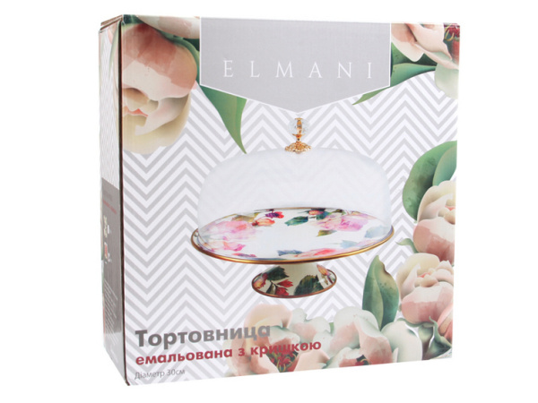 Тортовница эмалированная Elmani с крышкой на ножке, 30 см 763-007 фото 3