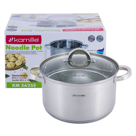 Каструля для фритюру Kamille 25 см з нержавіючої сталі KM-5625S