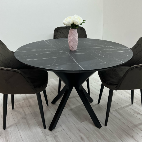 Стіл обідній Sunset круглий розкладний з HPL (ніжки Neo) фото 2