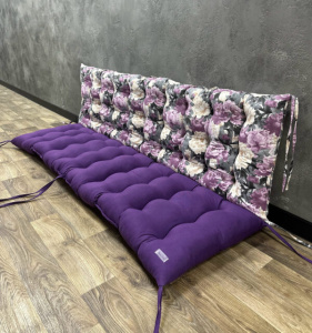 Подушка на піддони/гойдалки/каркаси панама комбінована «Ashen flowers violet» фото 1 Подушка на піддони/гойдалки/каркаси панама комбінована «Ashen flowers violet» фото 1
