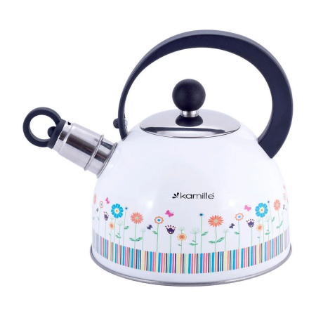 Чайник Kamille Квіти 1,8 л, з нержавіючої сталі, зі свистком, для індукції та газу KM-1079