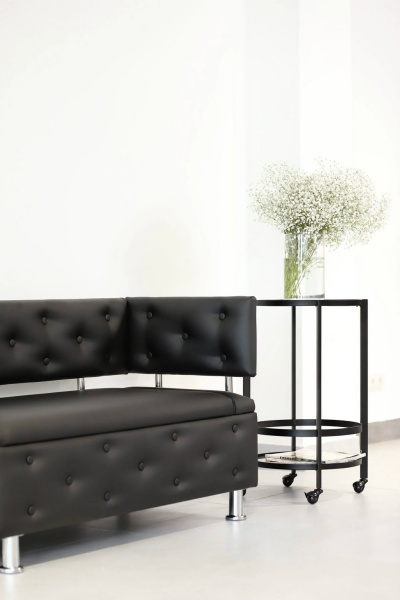 Прямой диван с нишей экокожа К13 черный фото 3