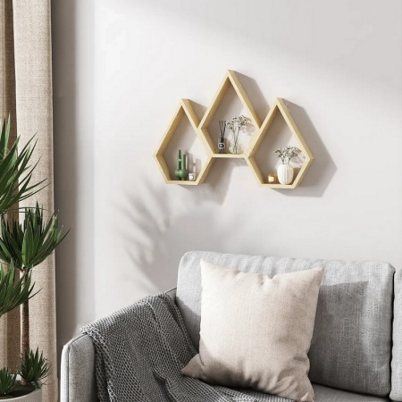 Полиця дерев'яна настінна Вігвам 3 шт натуральний