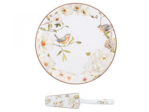 Блюдо для торта с лопаткой Lefard Райский Сад 27 см 924-552 фото 1