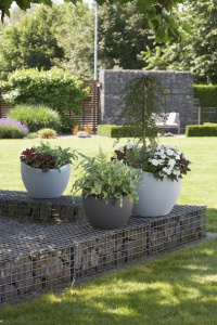 Кашпо для цветов Scheurich Wave globe пластик 30, гранитно-черный фото 2