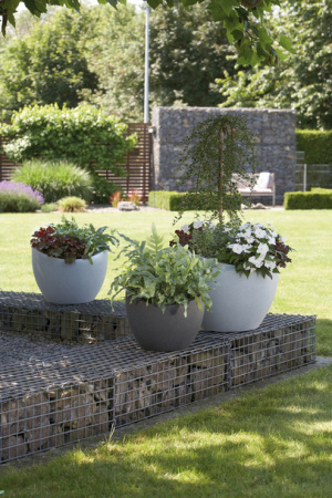 Кашпо для квітів Scheurich Wave globe пластик 30, гранітно-чорний