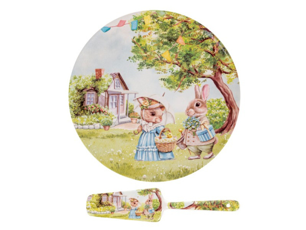 Блюдо для торта с лопаткой Кроличие Истории 26см 924-843 фото 1