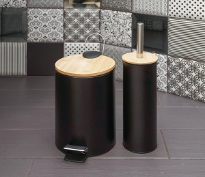 Комплект для ванной комнаты FABRIKA Bamboo ведро для мусора + ёршик для унитаза Black фото 3 Комплект для ванной комнаты FABRIKA Bamboo ведро для мусора + ёршик для унитаза Black фото 3