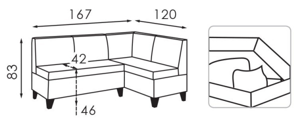 Кухонний куточок Лук нерозкладний з нішами